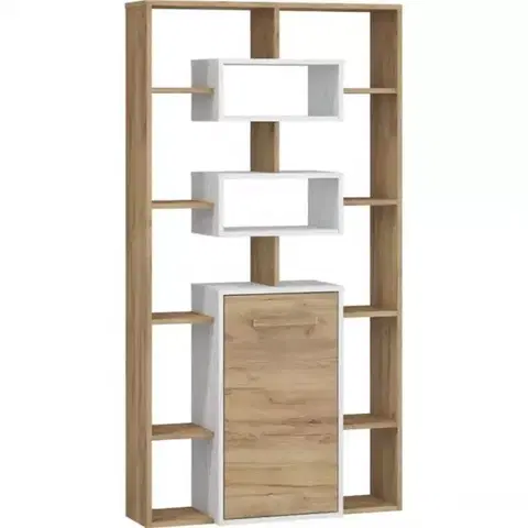 Vitríny a regály do obývačky Regál RIO 1D craft biela/zlatý