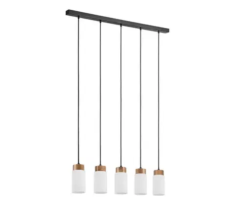 Svietidlá  Luster na lane MARKUS 5xE27/15W/230V čierna/dub LM-5.260/CZARNY