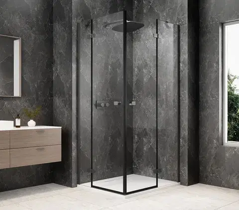Sprchové dvere POLYSAN - GLOBE GUN METAL obdĺžniková sprchová zástena 1000x900, rohový vstup, číre sklo GB5090GM