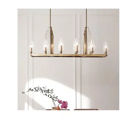 Svietidlá Elstead Quintiesse QN-KIMROSE10-BNB - Stropný luster na tyči KIMROSE 10xE14/40W/230V zlatý QN-KIMROSE10-BNB