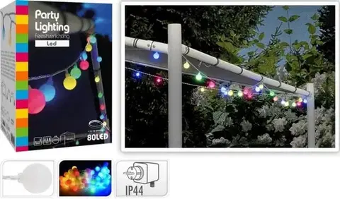 Záhradné lampy Kinekus Svetlo 80 LED guličky farebné