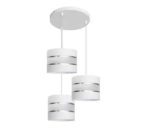 Svietidlá  Luster na lanku HELEN 3xE27/15W/230V biela W-KD 0801/3 WT+SL+MAT
