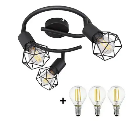 Svietidlá Globo - LED Bodové svietidlo XARA 3xE14/6W/230V čierna GL5471+3xVT1928