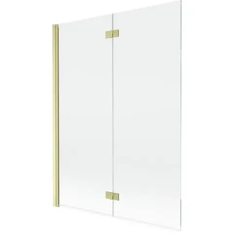 Sprchové dvere MEXEN - MIST vaňová zástena 130x150 cm 6mm 2-s, zlatá kartáčovaná, číra, ľavá 8A9-130-002-55-00-L