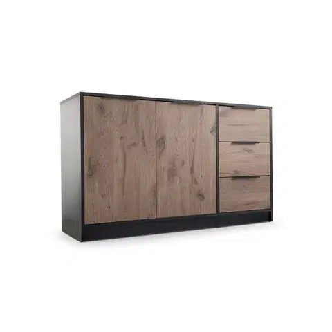 Komody ArtStol Komoda LATI 2D3S | čierna/dub viking