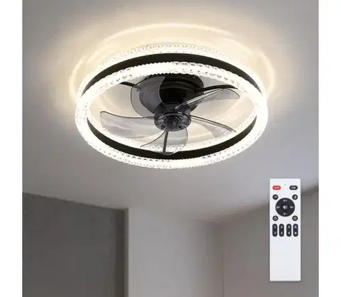 Ventilátory BRILAGI - LED stmievateľný stropný látor LED/62W/230V pr. 50 cm čierny + diaľkové ovládanie WF-OSD-003-BLK