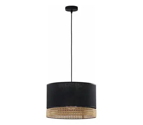 Svietidlá  Luster na lanku PAGLIA 1xE27/15W/230V čierna/ratan 6543