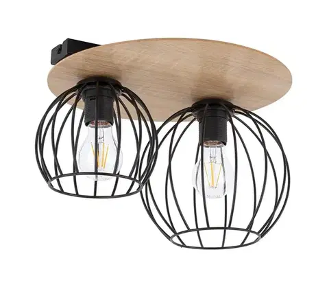 Svietidlá  Prisadený luster CYBER 2xE27/60W/230V drevo/čierna 32355