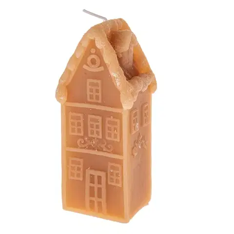 Vianočné dekorácie Vianočná sviečka z prírodného vosku Domček, 13 cm, 13 cm