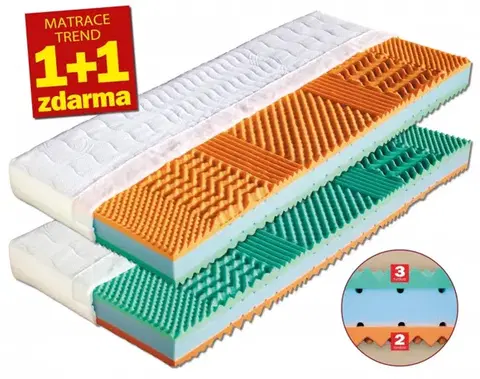 Matrace 1+1 Sendvičový matrac 1+1 zadarmo z bio peny MALAGA Dřevočal