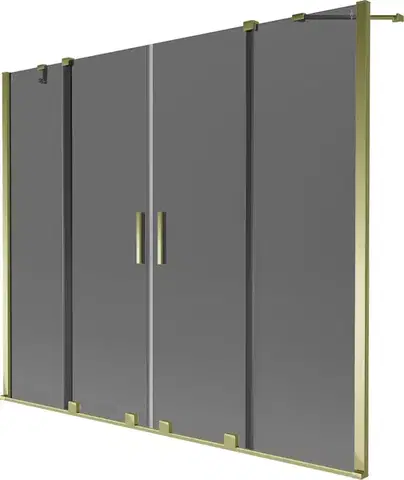 Sprchové dvere MEXEN/S - Velar Duo dvojkrídlová posuvná vaňová zástena 170 x 150, grafit, zlatá 896-170-000-42-50