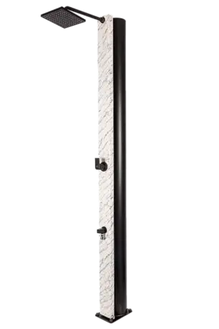 Solárne sprchy 40 L Hanscraft Solárna sprcha ATLAS GARDEN s oplachom nôh (antracit / imitácia bieleho mramoru)