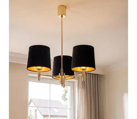 Svietidlá BRILAGI - Závesný luster na tyči MONTE 3xE27/60W/230V čierna/zlatá 8590828053354