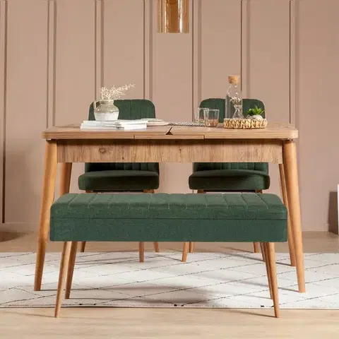 Jedálenské sety Jedálenský set s rozkladacím stolom a stoličkami (4 kusy) Vina 1070 - 3 - Atlantic, Green