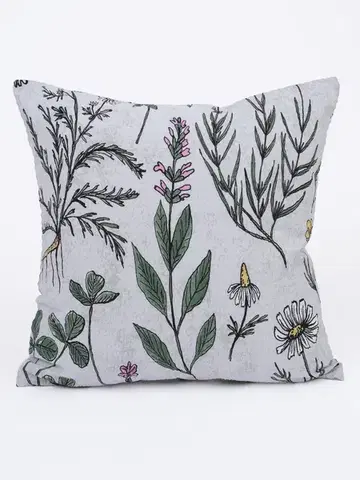 Dekoračné obliečky MKLozkoviny.sk Krepová obliečka na vankúš Renforcé 40 x 40 cm - Herbár sivá-  -