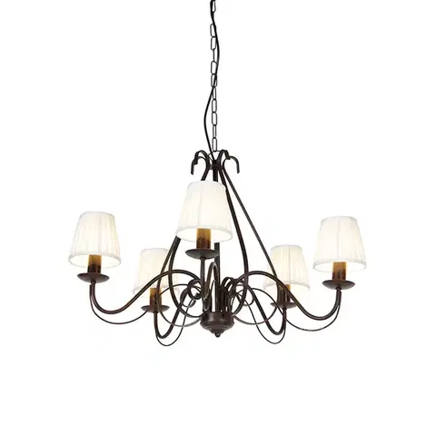 Lustre Lustr hnedý s plisovaným krémovým tienidlom 5-svetlo - Giuseppe