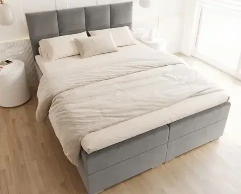 Postele FDM Manželská posteľ PORTLAND Boxspring | sivá 180 x 200 cm