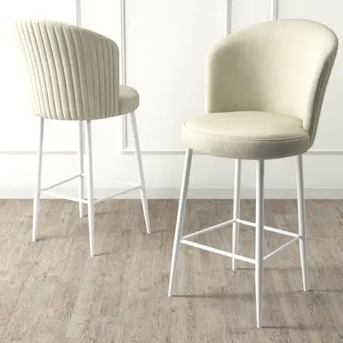 Barové stoličky Bar Stool Set (4 Pieces) Alte - Cream, White