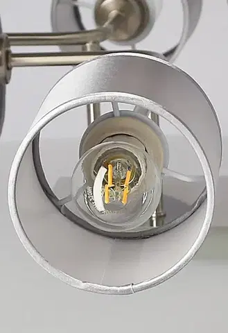 Stropná svetla Stropná lampa saténovo-niklové tkané tienidlo 6x40W Sax