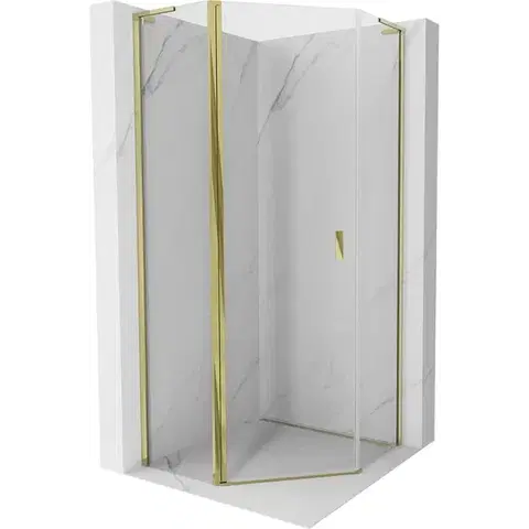 Sprchovacie kúty MEXEN/S - Mist L sprchový kút päťboký krídlový 100 x 100, transparent, zlato 8A8L-100-100-50-00