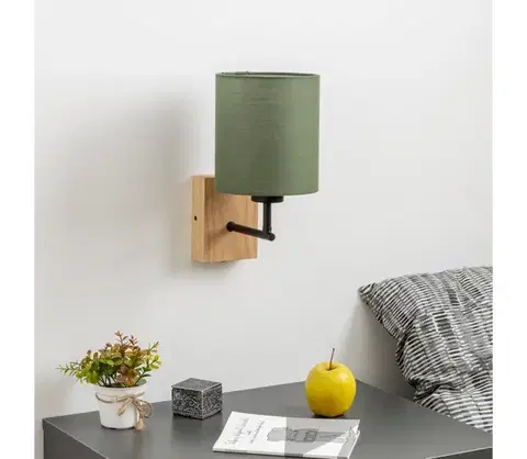 Svietidlá BRILAGI - Nástenná lampa NUBILA WOOD 1xE27/25W/230V dub/zelená BG1561+BG1576