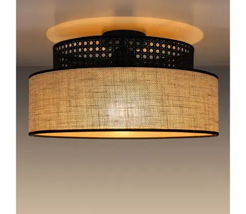 Svietidlá  Stropné svietidlo BOHO 1xE27/60W/230V pr. 40 cm čierna/ratan 0123