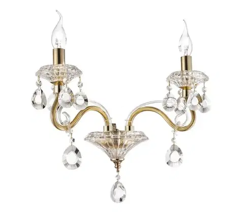 Svietidlá Ideal Lux - Krištáľová nástenná lampa NEGRESCO 2xE14/28W/230V zlatá