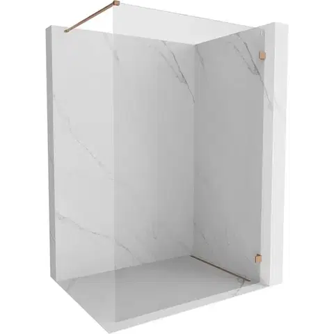 Sprchové dvere MEXEN/S - Lunar Sprchová zástena WALK-IN pravá 80 x 200, transparent 8 mm, meď kartáčovaná 830-080-000-65-00-P