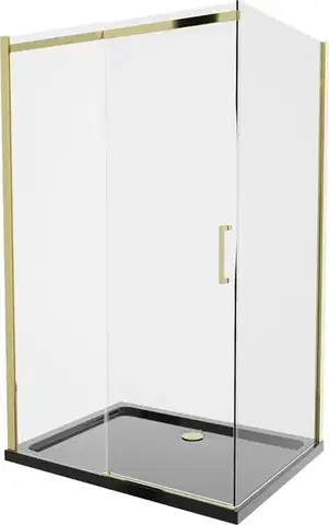 Vane MEXEN/S - Omega sprchovací kút 100x90, transparent, zlatá + čierna vanička so sifónom 825-100-090-50-00-4070G