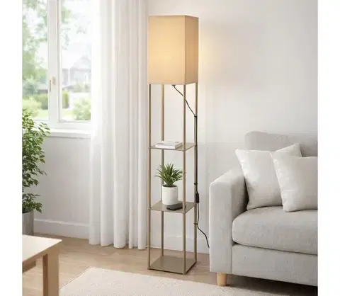 Lampy BRILAGI - Stojacia lampa s policami GRADUS 1xE27/40W/230V 150 cm šedá/béžová 63019