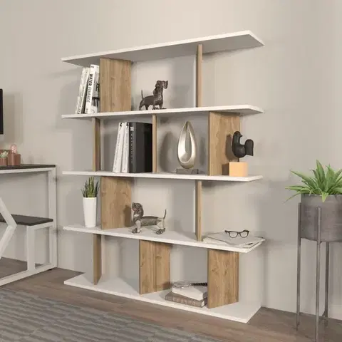 Knižnice Knižnica Grace - White, Walnut