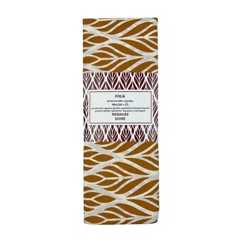 Bytový textil Napínacia plachta Folk bavlna ecru/horčicová 90x200 + 25 Merkury Home