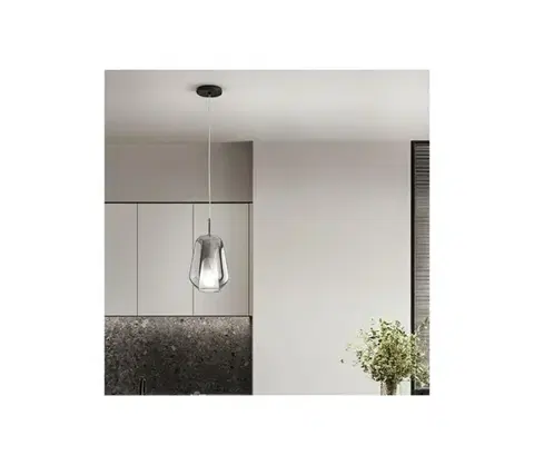 Svietidlá Ondaluce - Luster na lanku TH 1xE27/15W/230V pr. 19 cm čierna/dymová sivá SO.TH/1-FUME