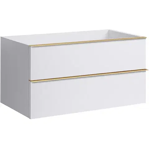 Kúpeľňový nábytok CERANO - Kúpeľňová skrinka pod umývadlo s úchytkou Velora - biela matná, zlatá úchytka - 79x53x46,5 CER-664993