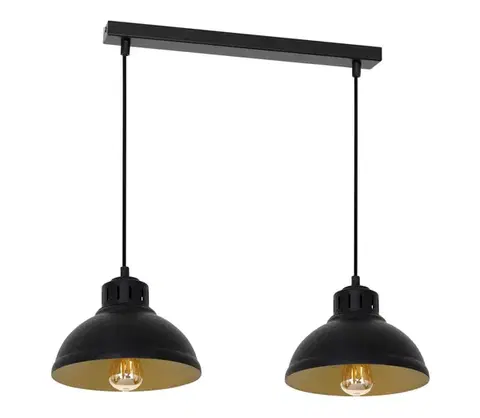 Svietidlá  Luster na lanku SVEN 2xE27/15W/230V čierna/zlatá 9143