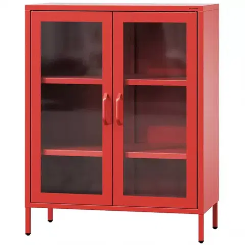 Vitríny v podkrovnom štýle Vitrína Kovová Gina Modern Red