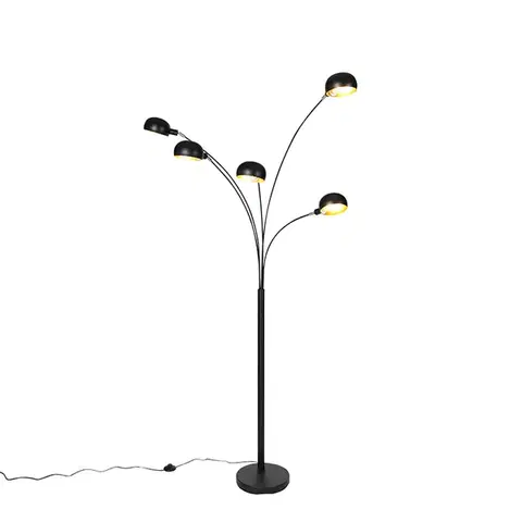Stojace lampy Dizajnová stojaca lampa čierna 5-svetlo - Sixties