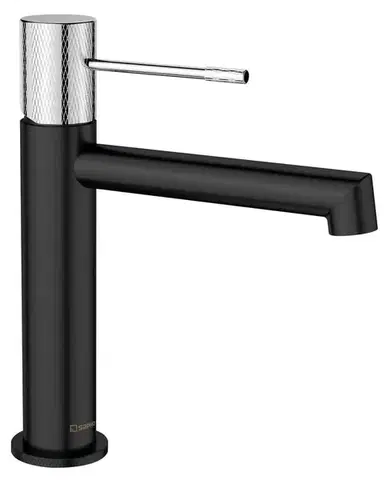 Kúpeľňové batérie SAPHO - SOLARIS stojanková umývadlová batéria, čierna mat/chróm WD002BC