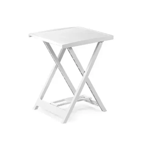 Záhradné stolíky Kinekus Stôl plastový, skladací, výška 65cm, ARNO, biely