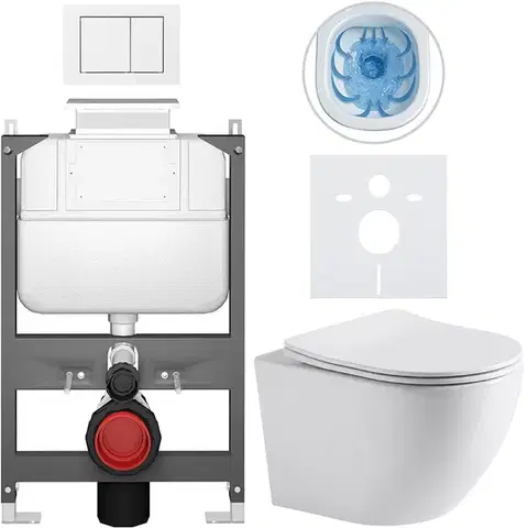 Záchody CERANO - Kompletný WC set Basic/Cesso - biela lesklá - WC tlačidlo Maxio/Biela - ovládanie zhora - predstenová inštalácia - 49x36 CER-8050BD85940