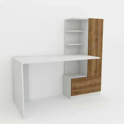 Konferenčné stolíky Pracovný stôl Merinos White and Walnut