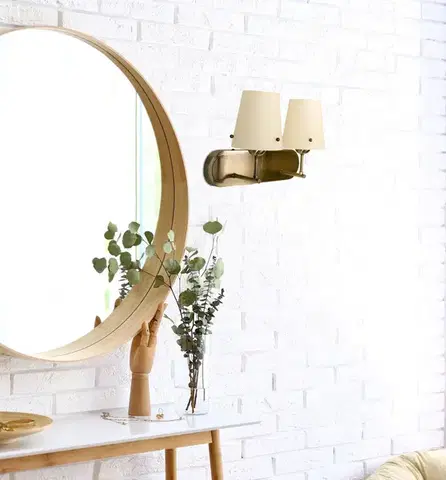 Nástenné svetlá Nástenná lampa Dasti patina 2x60W e27 béžové tienidlo