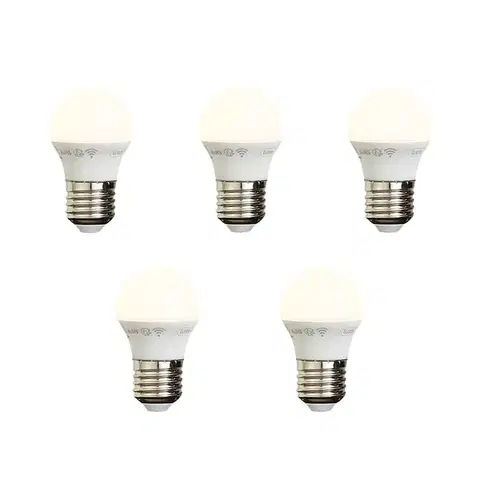 LED osvetlenie Sada 5 inteligentných stmievateľných LED žiaroviek E27 P45 Opal 4,9 W 470 lm 2200 – 4 000 K