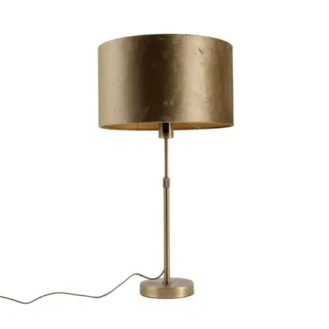 Stolné lampy Stolná lampa bronzová s bronzovým zamatovým tienidlom 35 cm - Parte