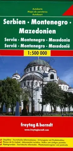 Do auta Srbsko, Macedónsko, Čierna Hora mapa 1:500 000