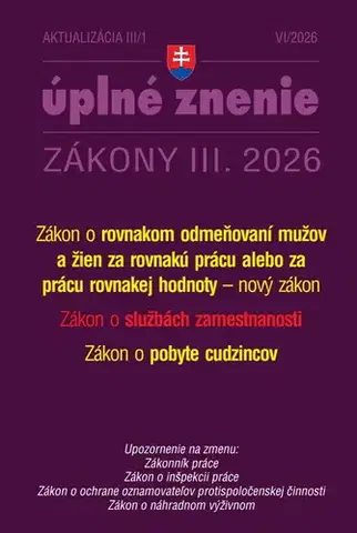 Zákony, zbierky zákonov Aktualizácia III/1 2026 – Služby zamestnanosti a zamestnávanie - Kolektív autorov