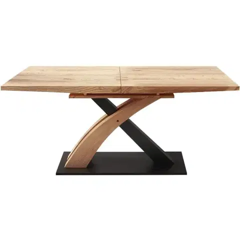 Stoly v podkrovnom štýle Rozkladací stôl Sandor 3 160/220x90cm  Mdf/Oceľ – Dub Zlatá/Čierna