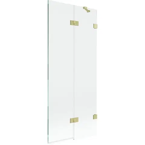 Sprchové dvere MEXEN/S - Lunar vaňová zástena 2-krídlová pravá 80 x 150, transparent, zlatá kartáčovaná 897-080-100-55-00-P