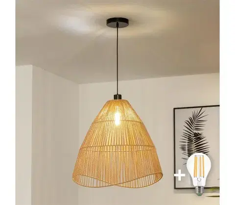 Svietidlá BRILAGI - LED luster na lanku CERIA BOHO 1xE27/40W/230V pr. 50 cm hnedá BG3987+EG781102