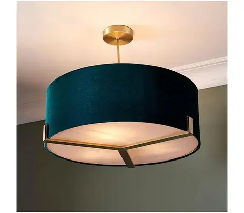 Svietidlá Endon 95839 - Luster na tyči HAYFIELD 3xE27/40W/230V mosadz/zelená 95839